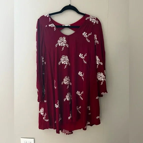 maroon boho dress Women's Midi Dress Boho Dress Western Dress Fashion Modern Outdoor Holiday Going out Regular Fit Plain Long Sleeve V Neck Maroon Summer 2026